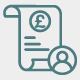 receipt with currency symbol and user icon representing financial management 2 key items